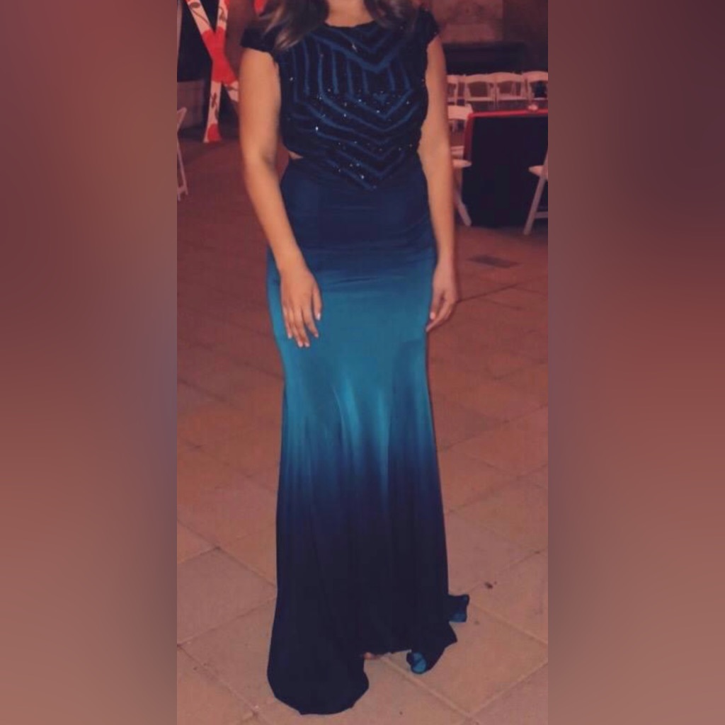Blue Turquoise Teal Black Ombr Gradient Dress